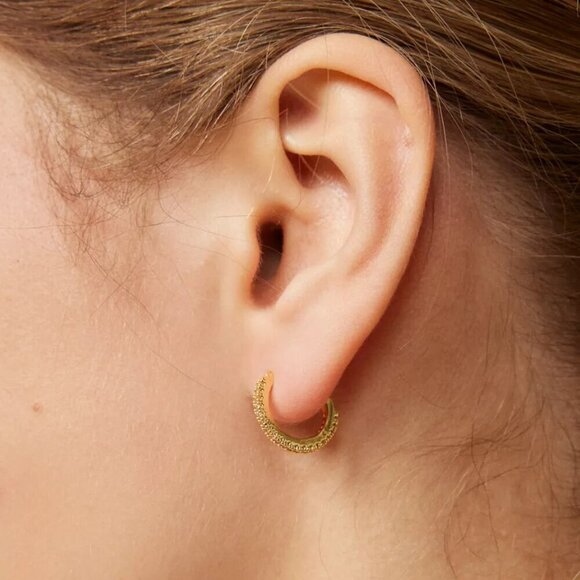 NWT Urban Outfitters 14k Gold Plated Rhinestone Hoop Earrings - Picture 4 of 4